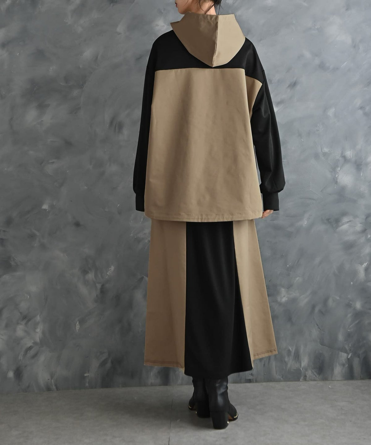 着用イメージ 175cm ブラック×ベージュ