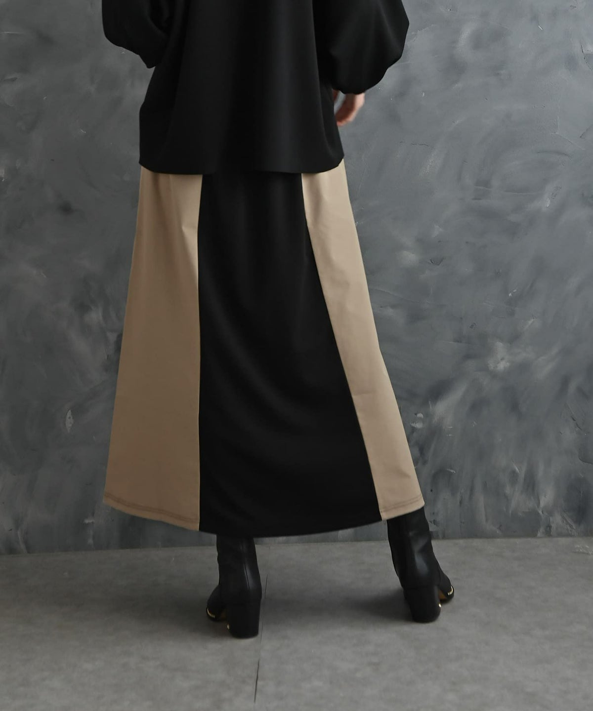 着用イメージ 175cm ブラック×ベージュ