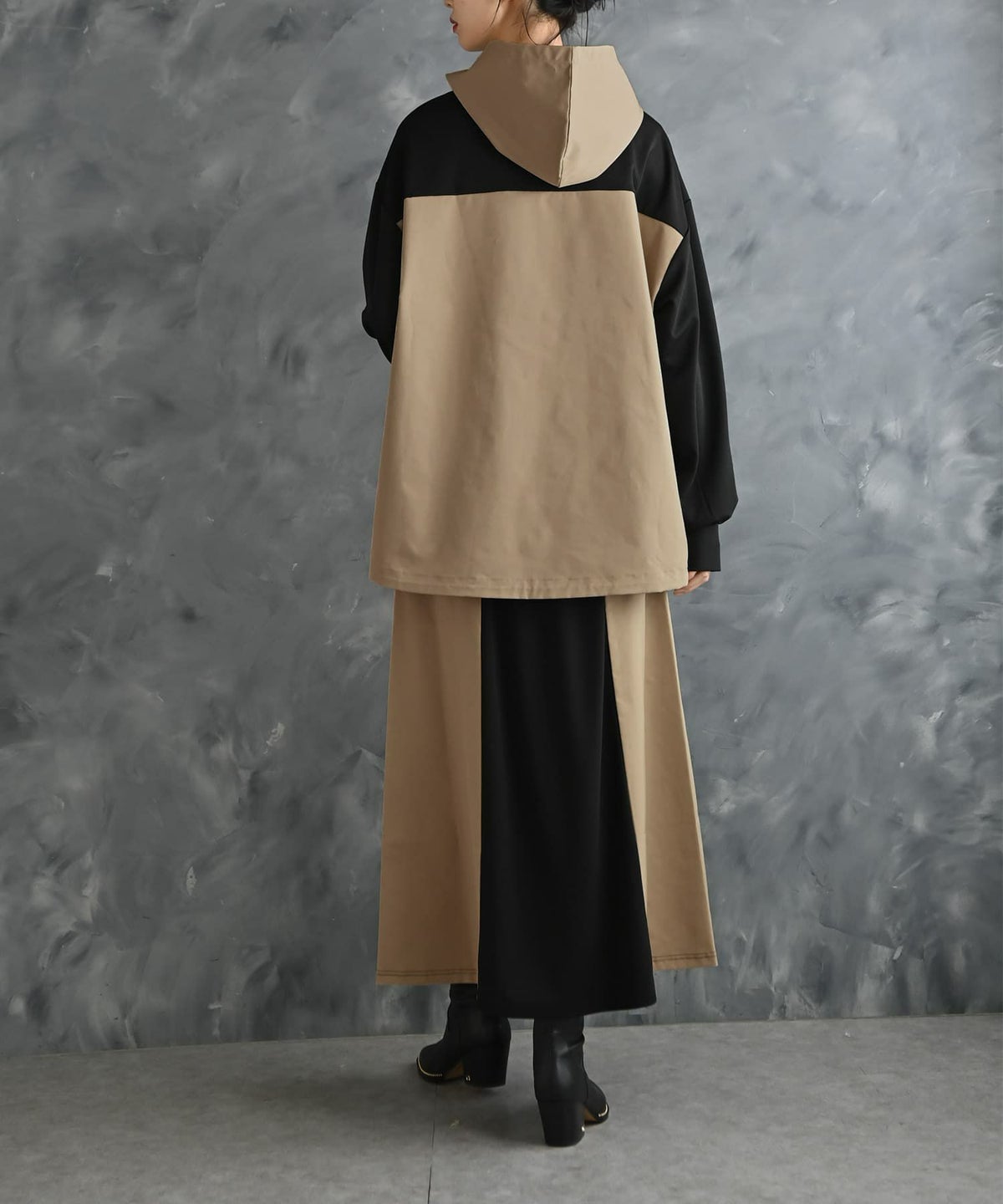 着用イメージ 175cm ブラック×ベージュ