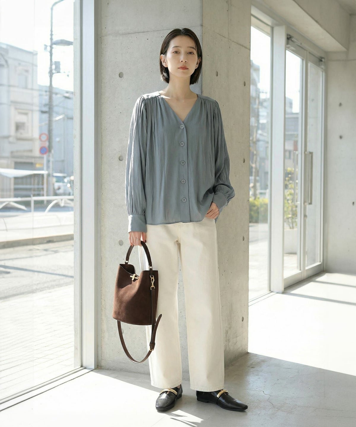 着用イメージ 166cm スモーキーブルー