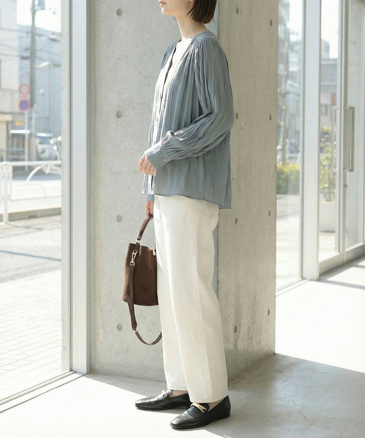 着用イメージ 166cm スモーキーブルー