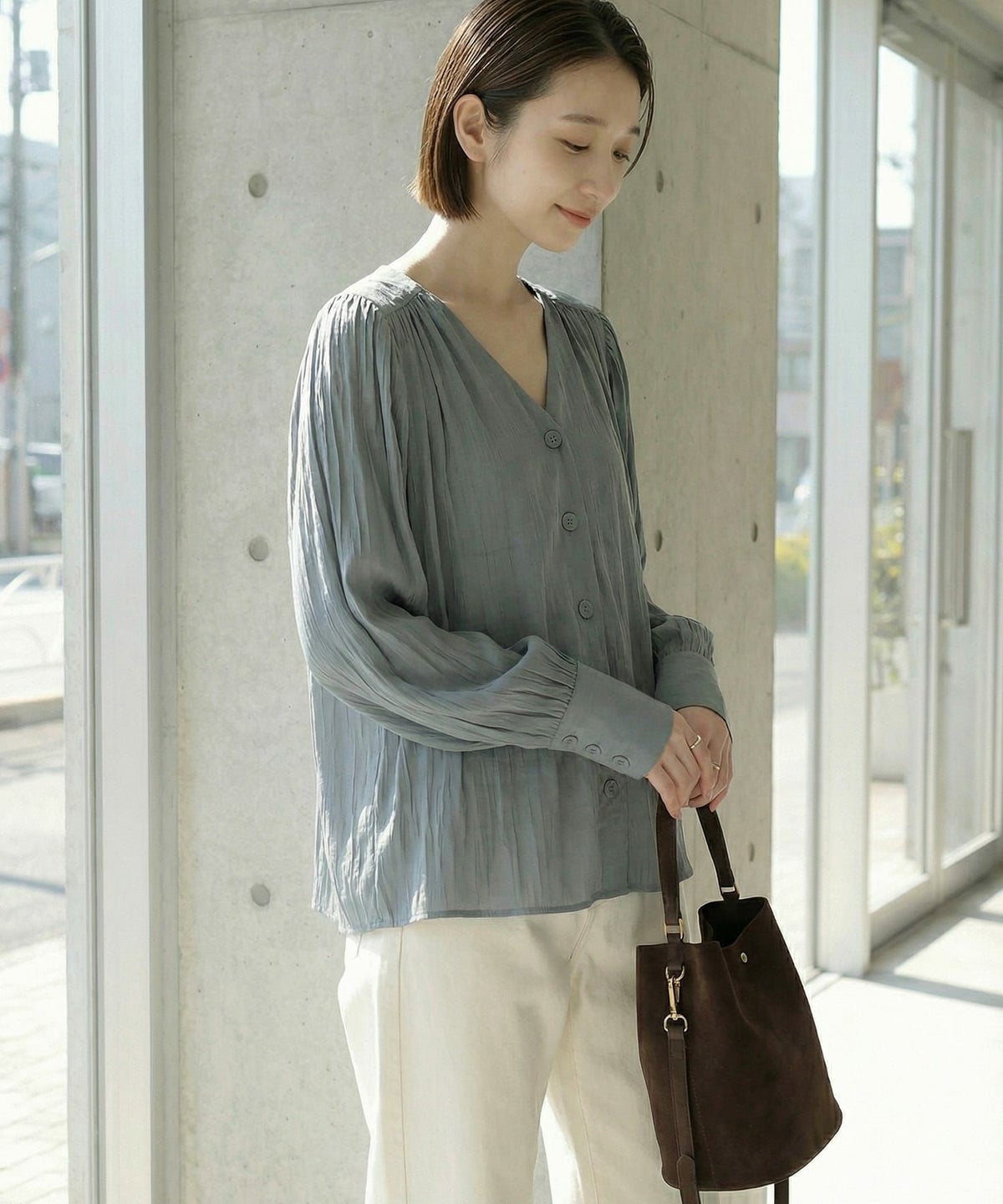 着用イメージ 166cm スモーキーブルー