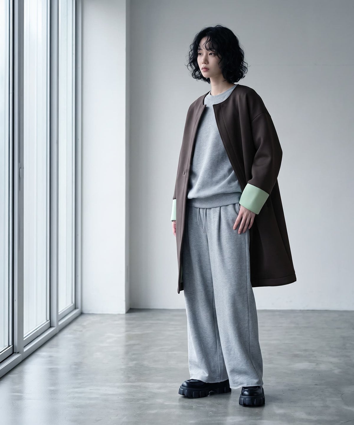 着用イメージ 170cm チャコールブラウン