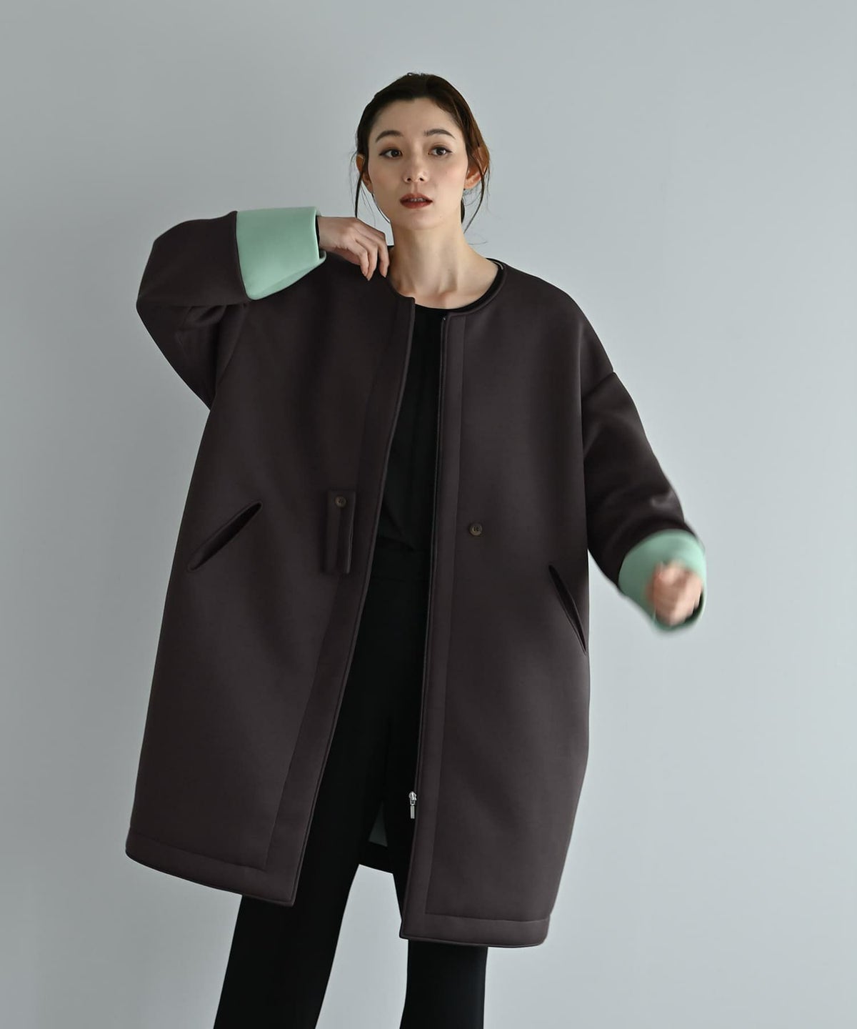 着用イメージ 170cm チャコールブラウン