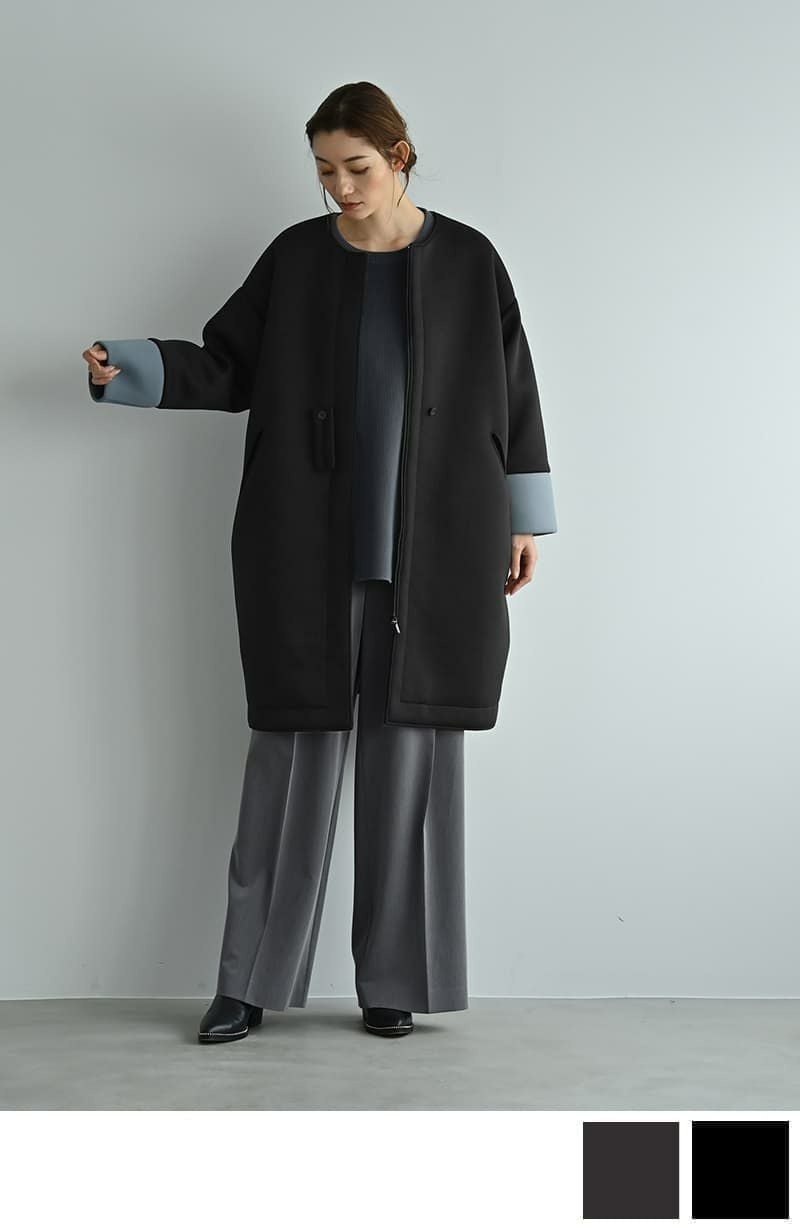 BLK001】バイカラーコクーンコート | おしゃれな大人レディース