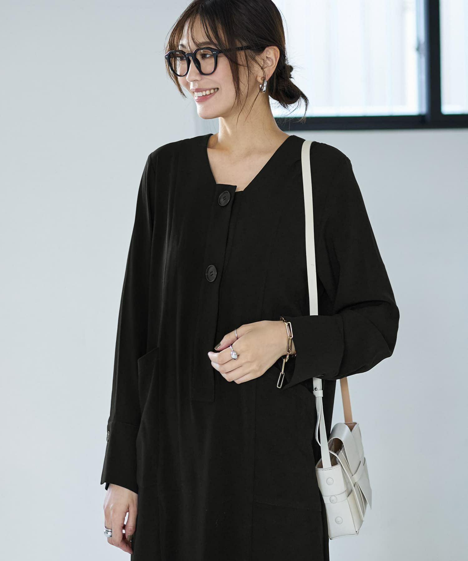 フロント2ボタンジョーゼットワンピース | おしゃれな大人レディース