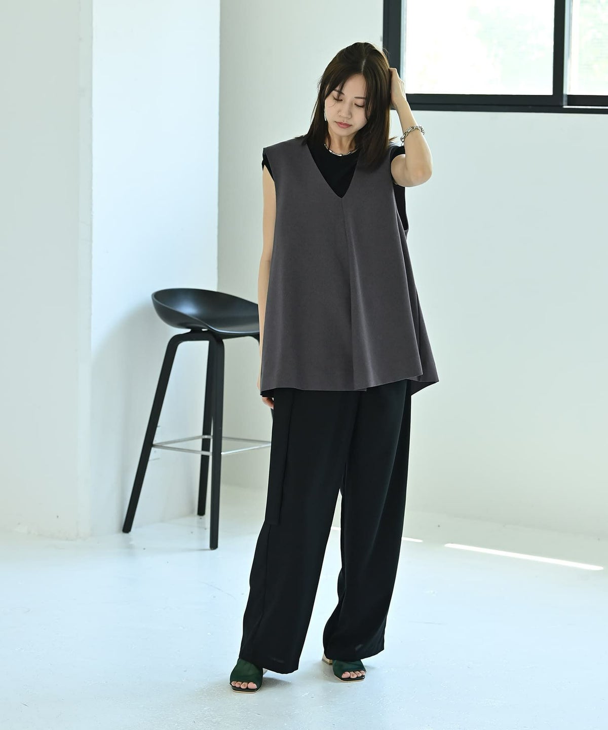 着用イメージ 172cm グレー