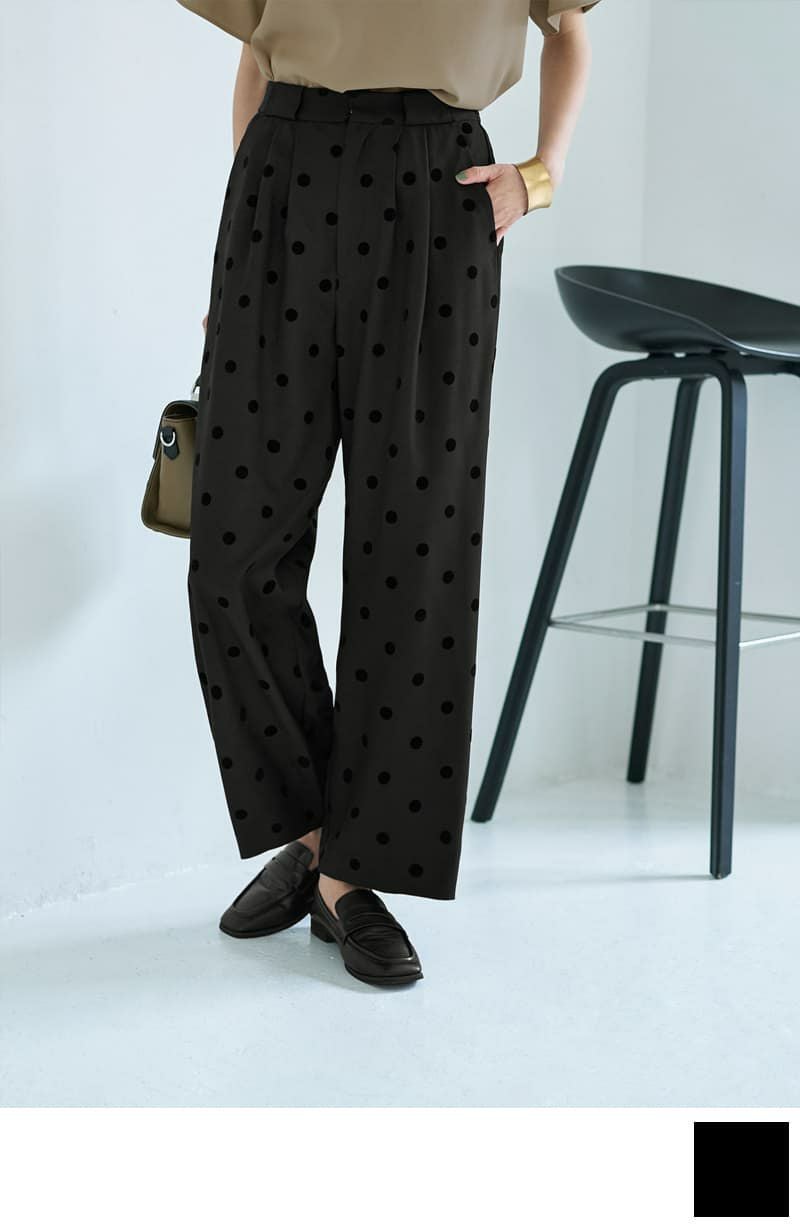 フロッキードットワイドパンツ | おしゃれな大人レディース