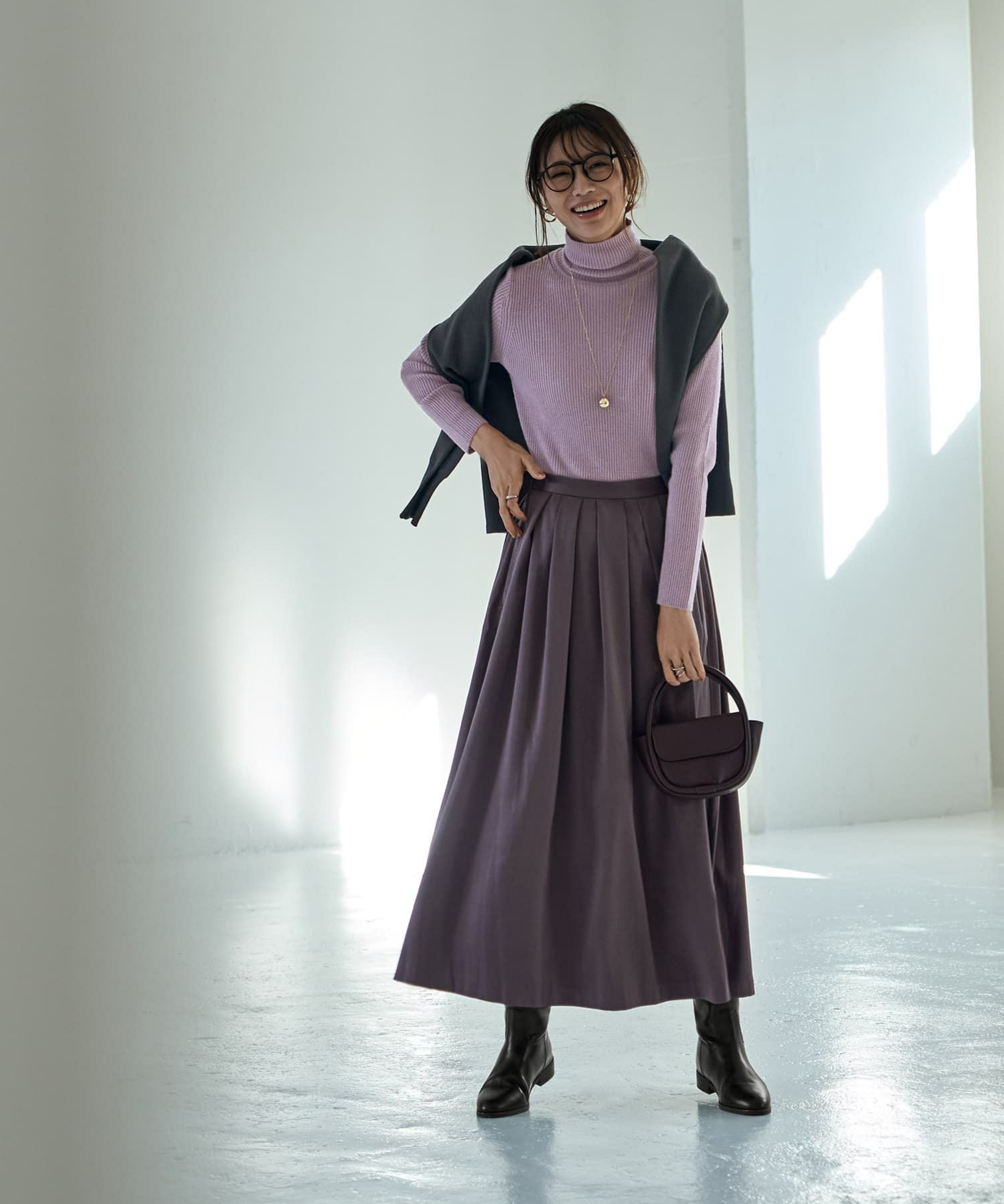 ワック ワイドタック２ＷＡＹスカート 微光沢生地タックスカート | おしゃれな大人レディースファッション