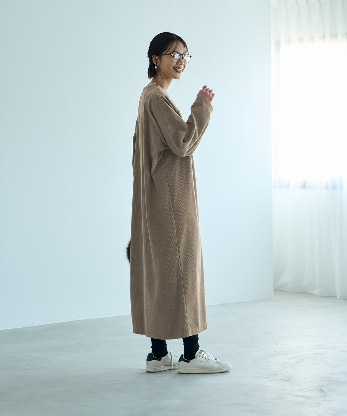 着用イメージ 167cm ベージュ