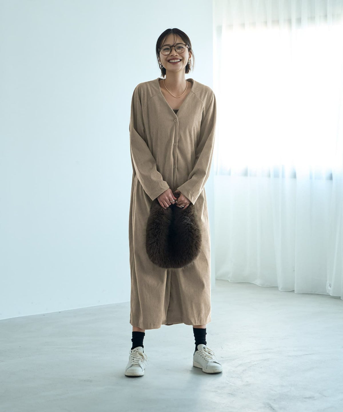 着用イメージ 167cm ベージュ