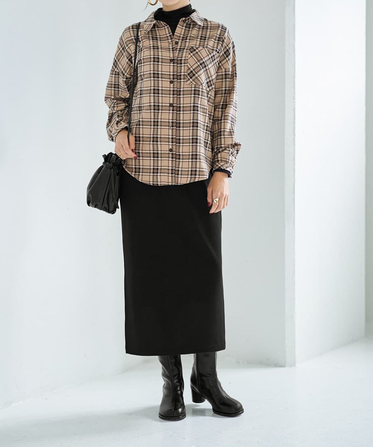 着用イメージ 167cm ベージュミックス