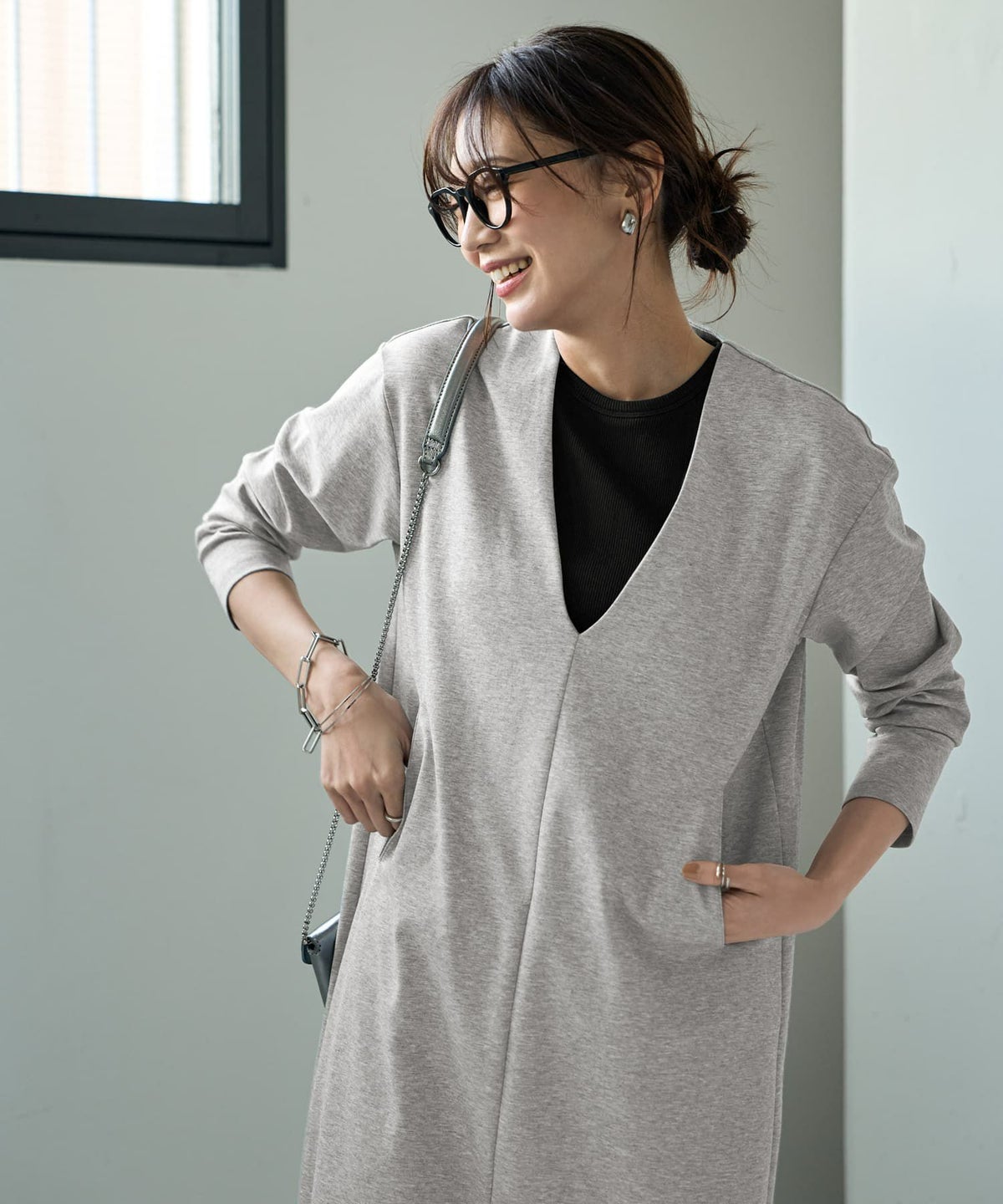着用イメージ 166cm  02サイズ ライトグレー