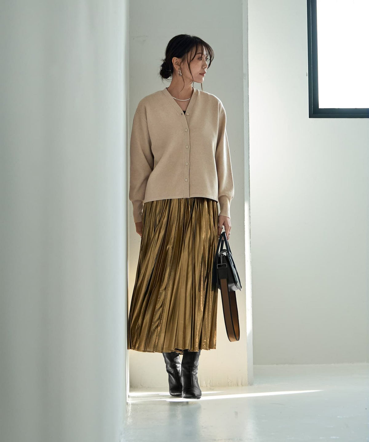 着用イメージ 166cm ベージュ