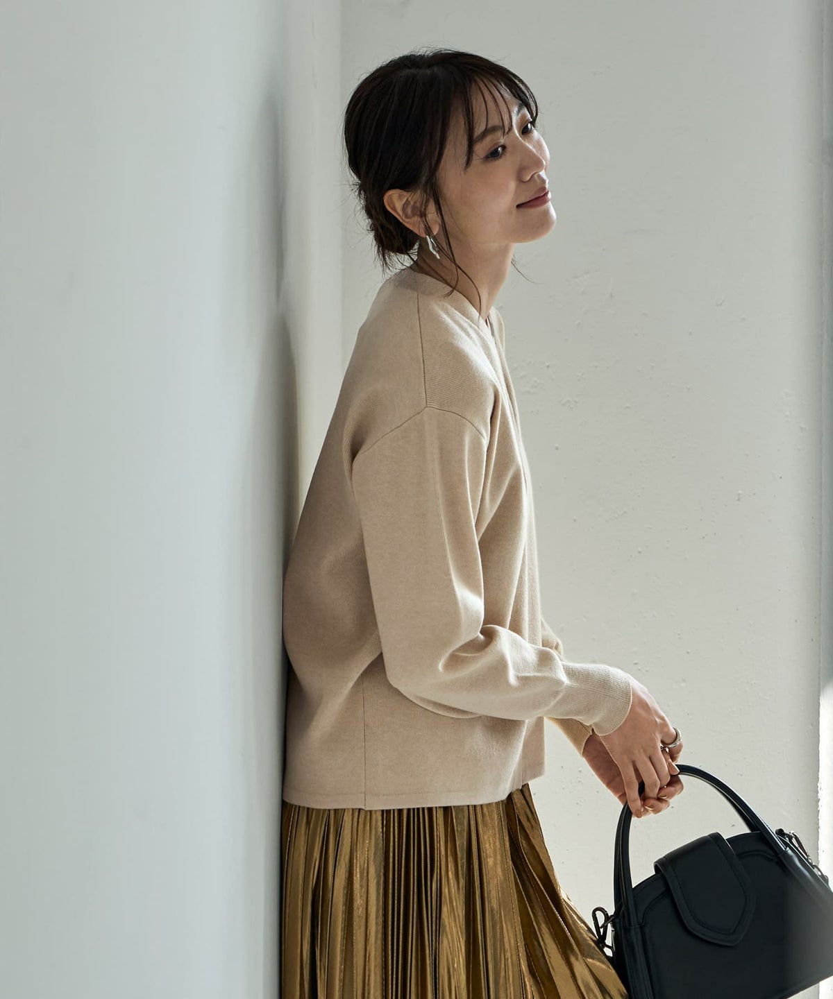 着用イメージ 166cm ベージュ