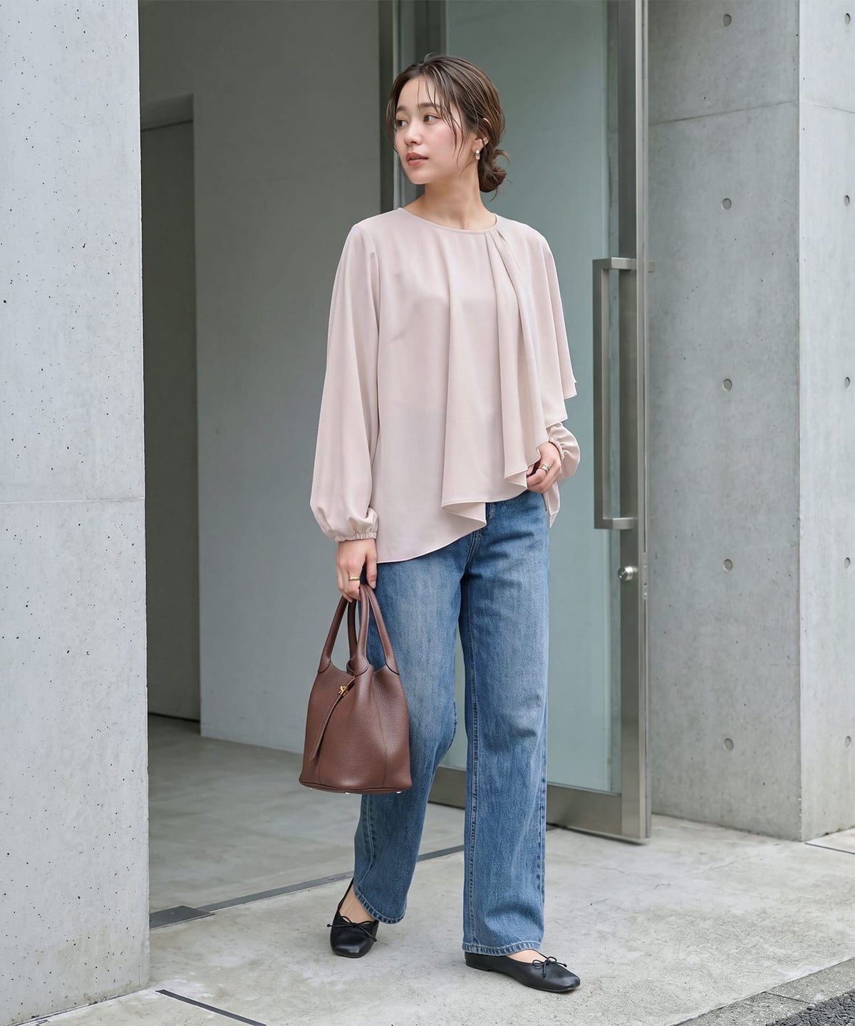 着用イメージ 163cm ライトベージュ
