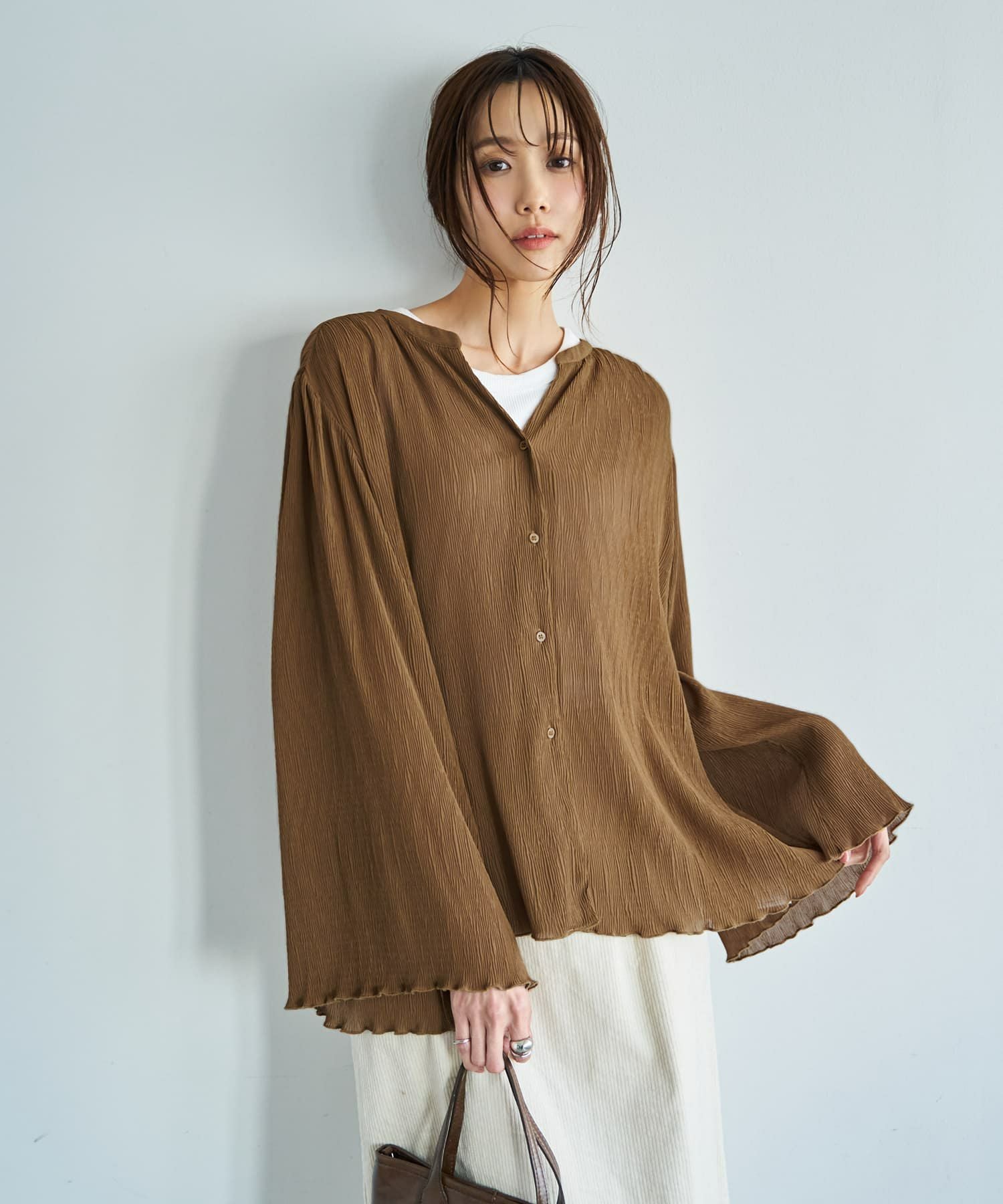 シャーリングシフォン楊柳風ブラウス | おしゃれな大人レディース