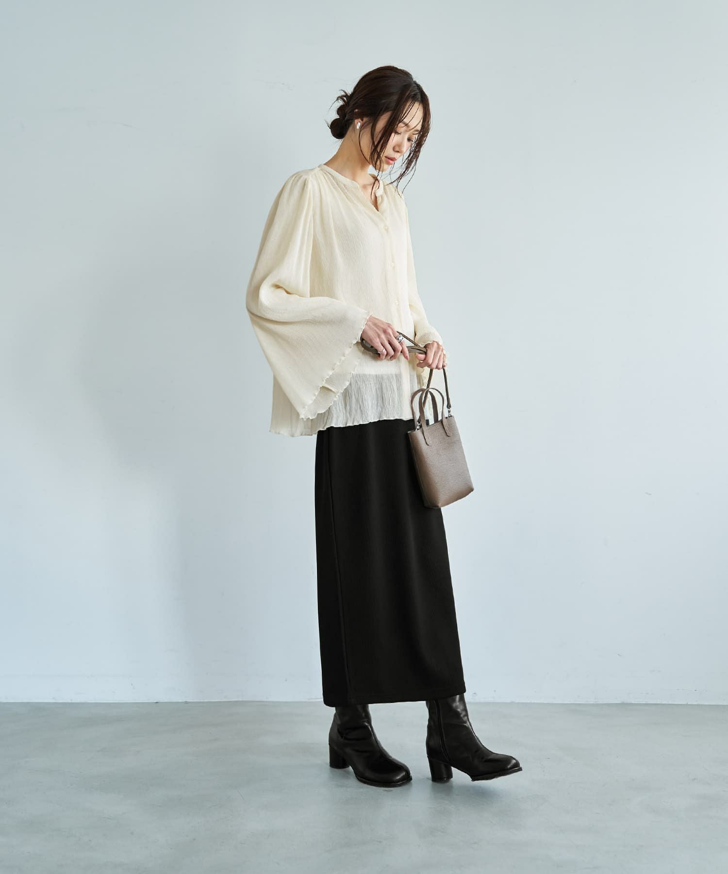 シャーリングシフォン楊柳風ブラウス | おしゃれな大人レディース