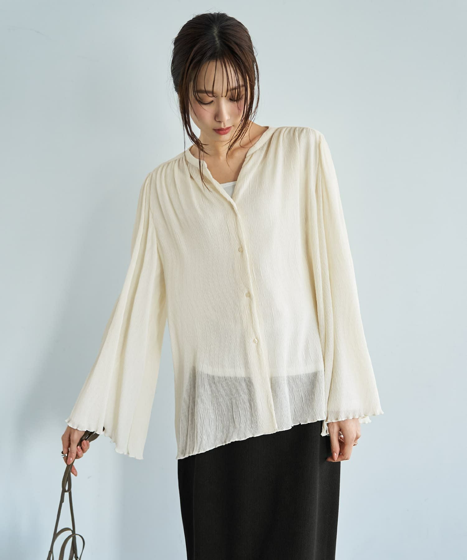 caph 楊柳トリコットシャーリングブラウス 楊柳七分袖シャーリングブラウス｜KarLParkLane Style ONLINE SHOP