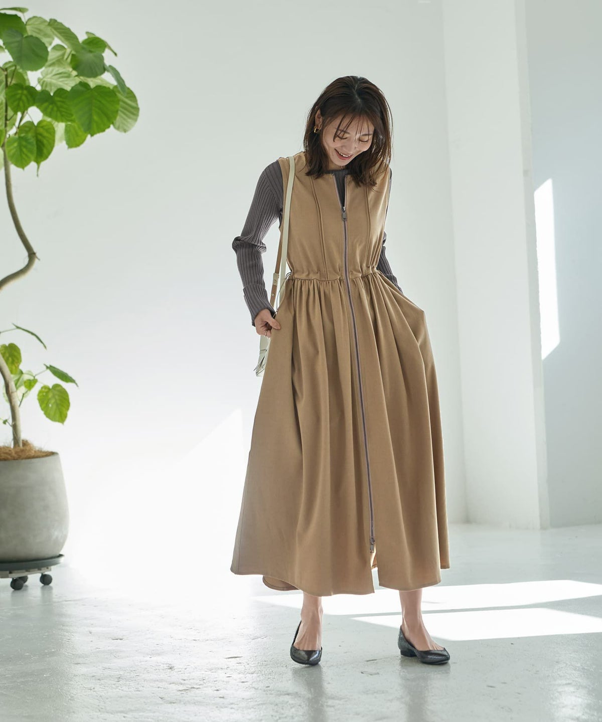 着用イメージ 166㎝ ベージュ 02サイズ