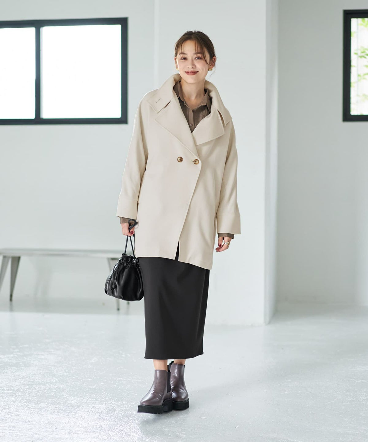 着用イメージ 167cm エクリュ