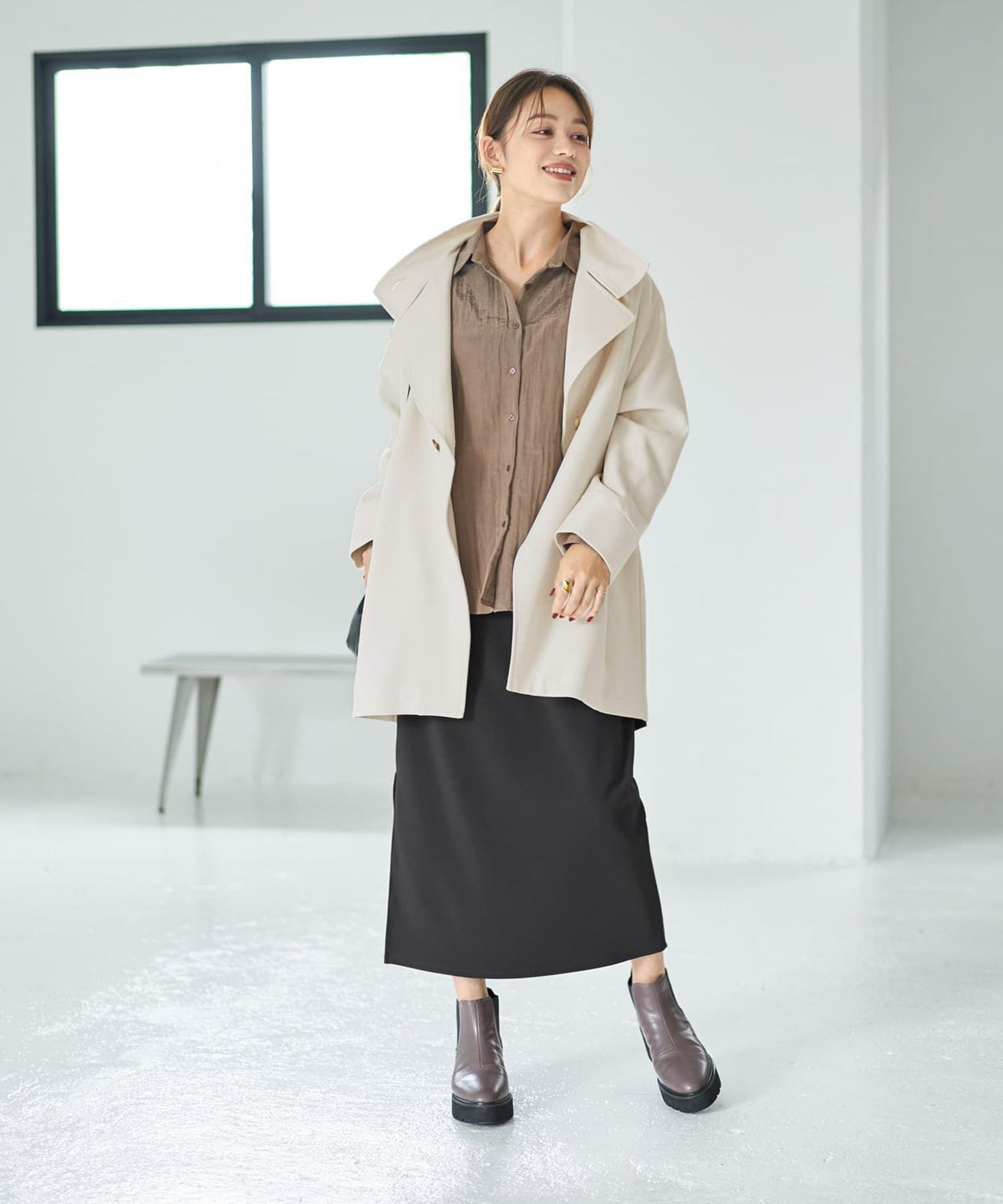 着用イメージ 167cm エクリュ