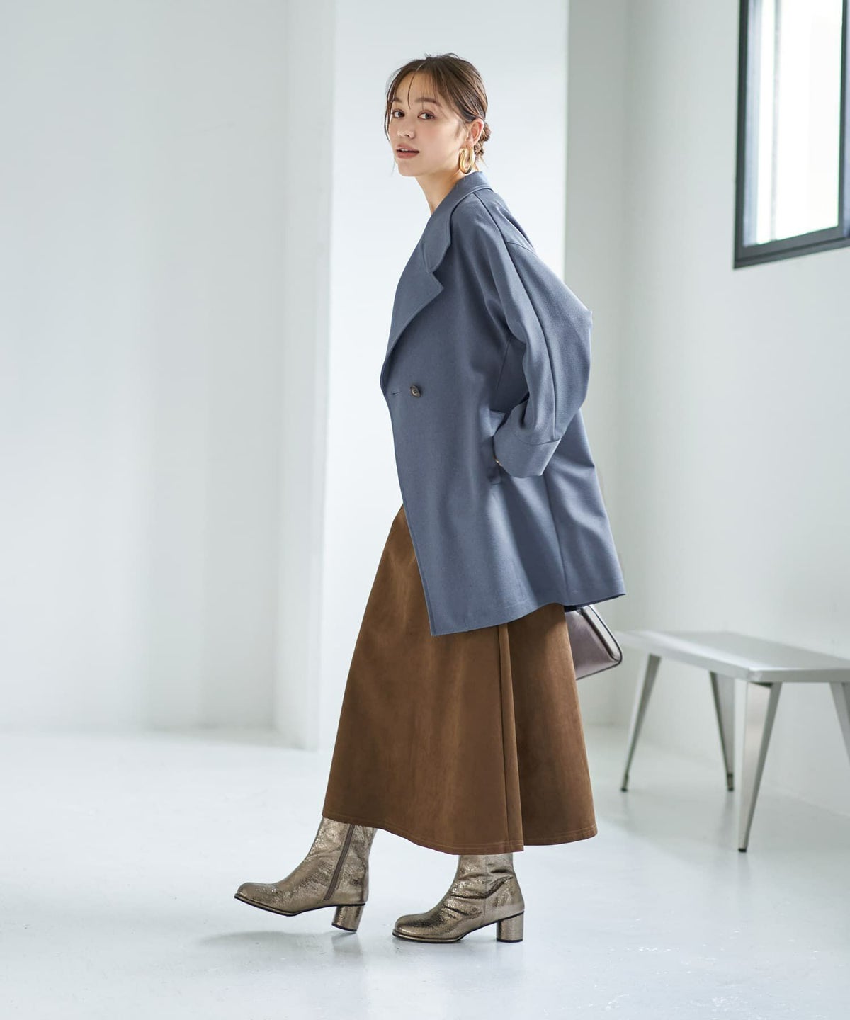 着用イメージ 167cm スモーキーブルー
