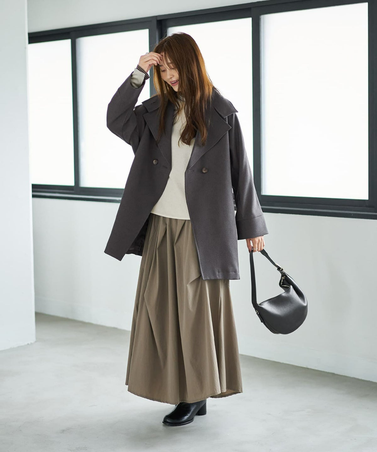 着用イメージ 166cm チャコール