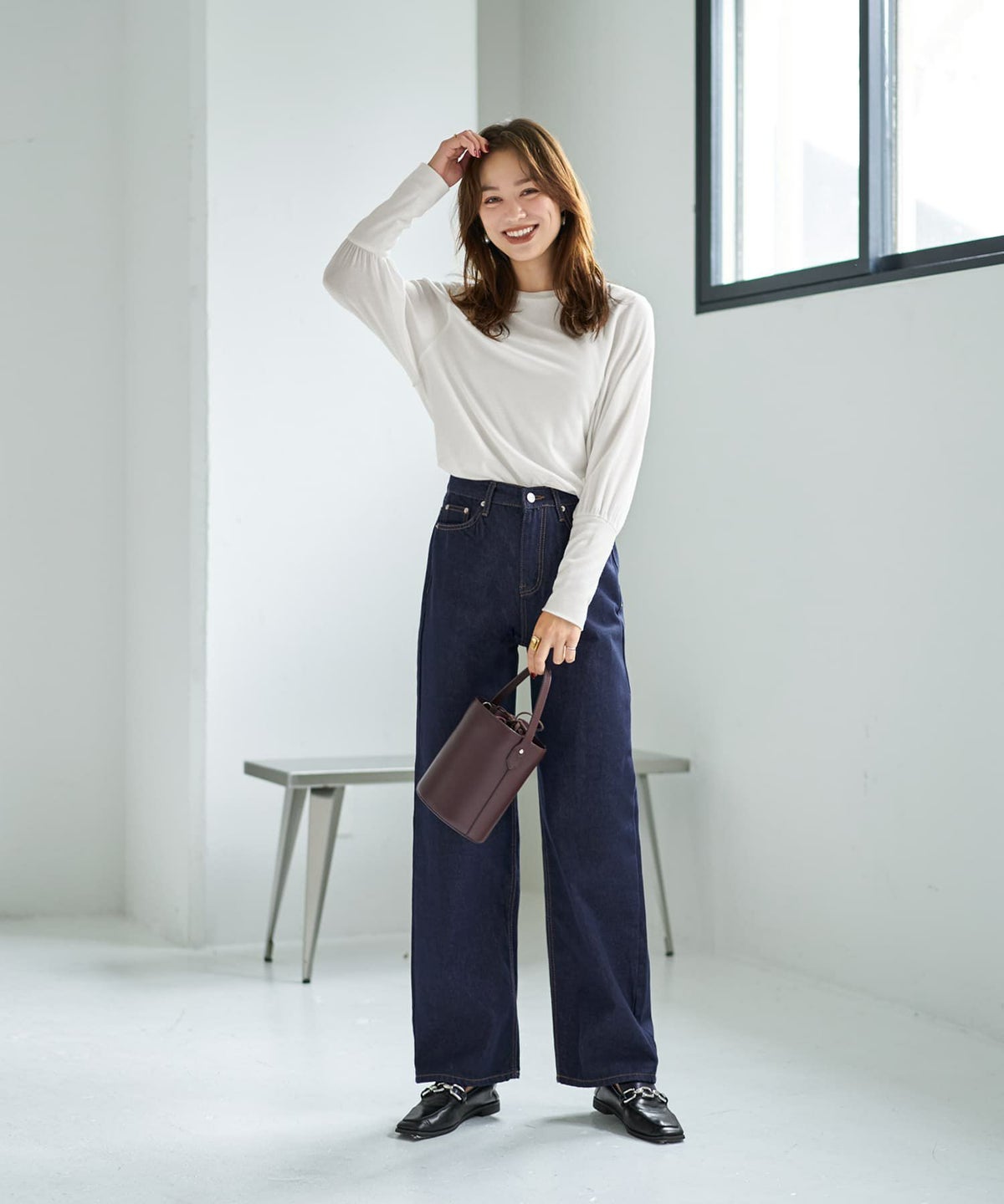 着用イメージ 167cm ホワイト