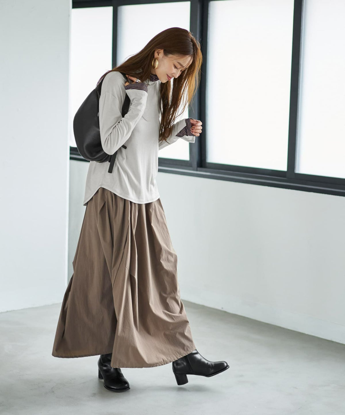 着用イメージ 166cm ブライトグレー