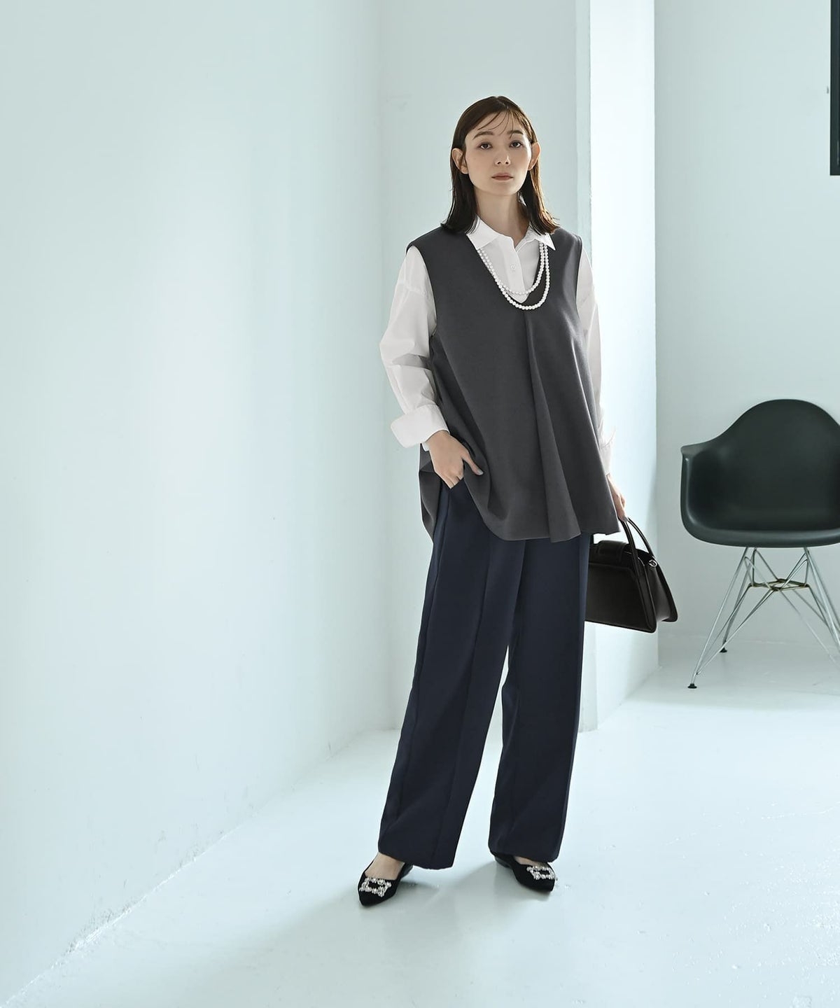 着用イメージ 170cm Fサイズ ネイビー