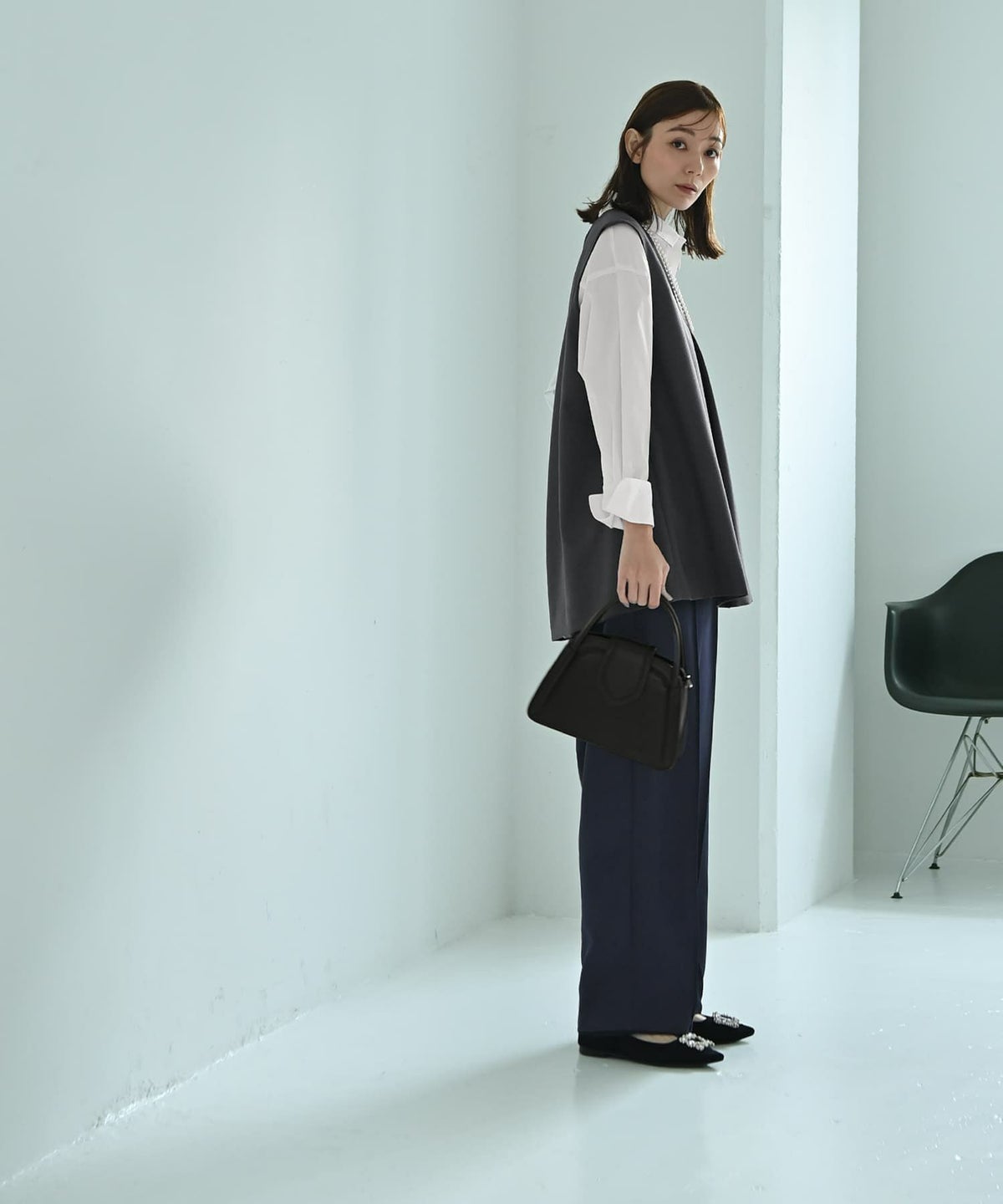 着用イメージ 170cm Fサイズ ネイビー