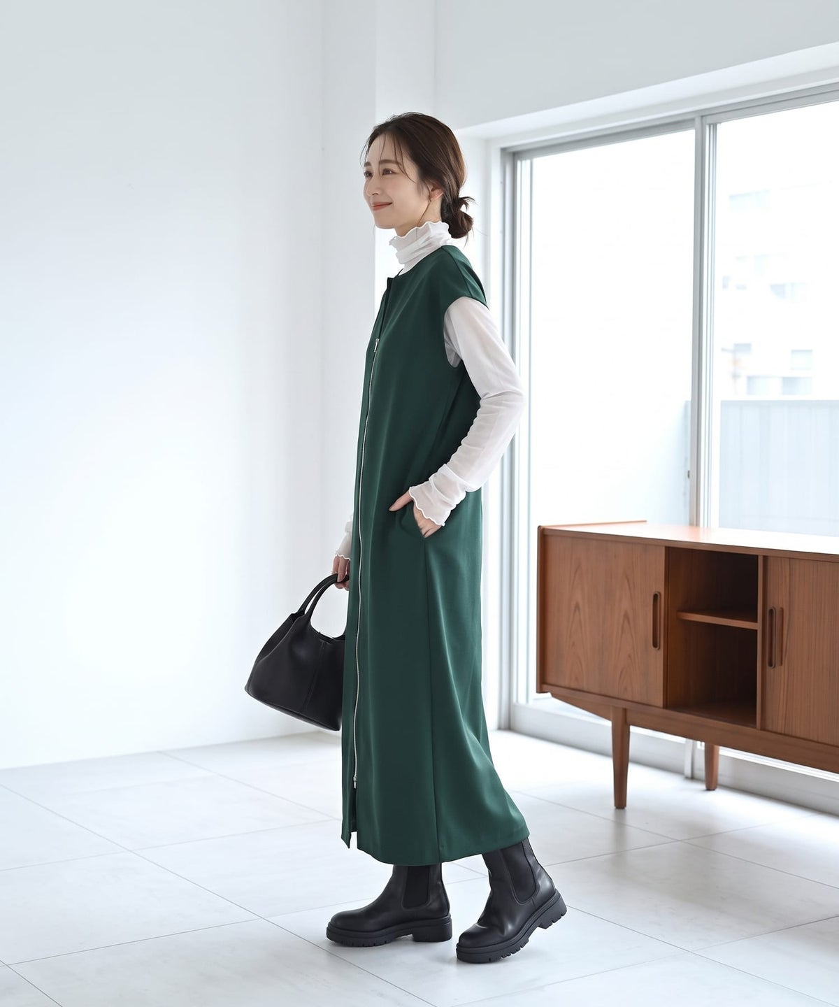 着用イメージ 163cm グリーン 01