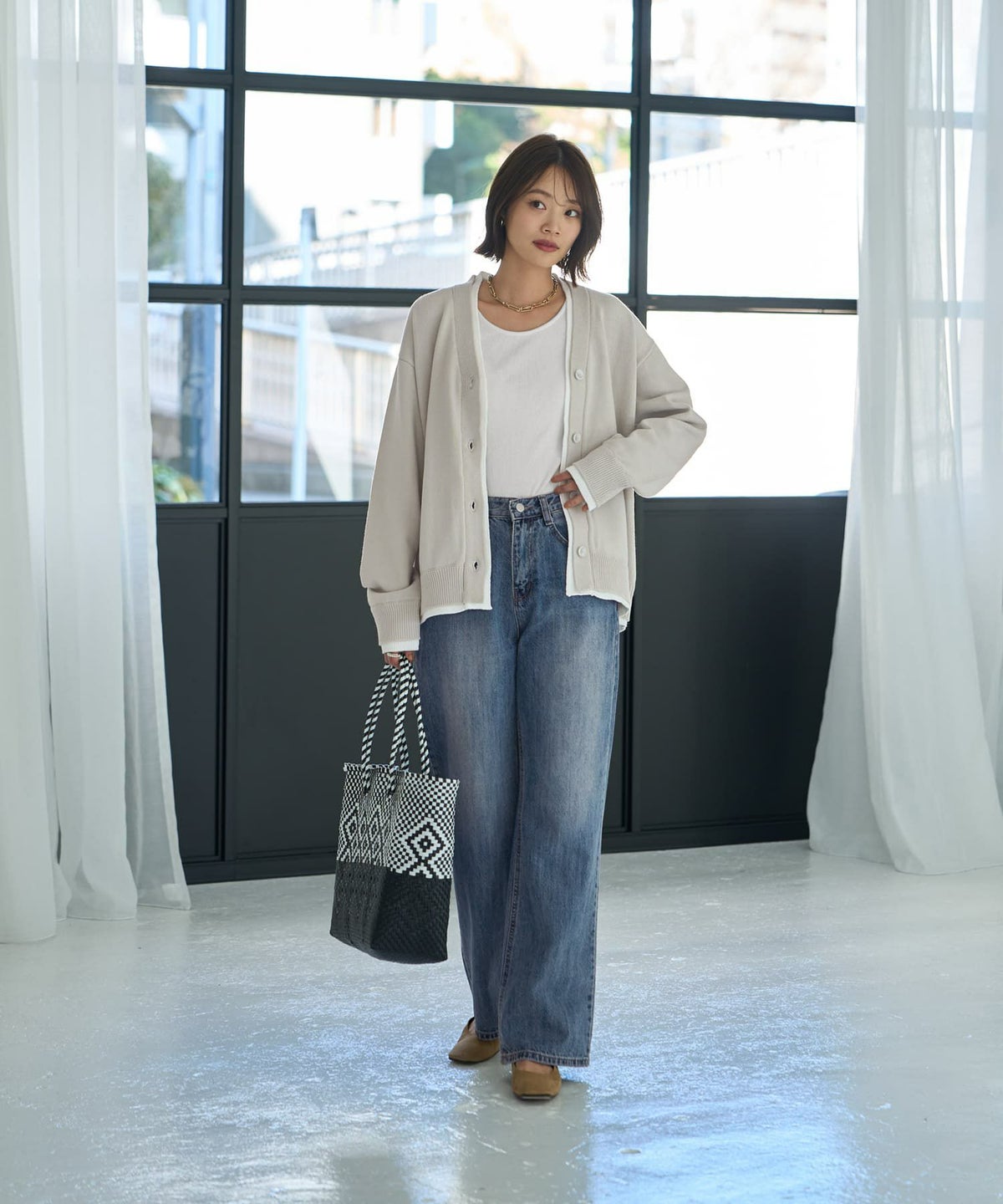 着用イメージ 167cm ブライトグレー