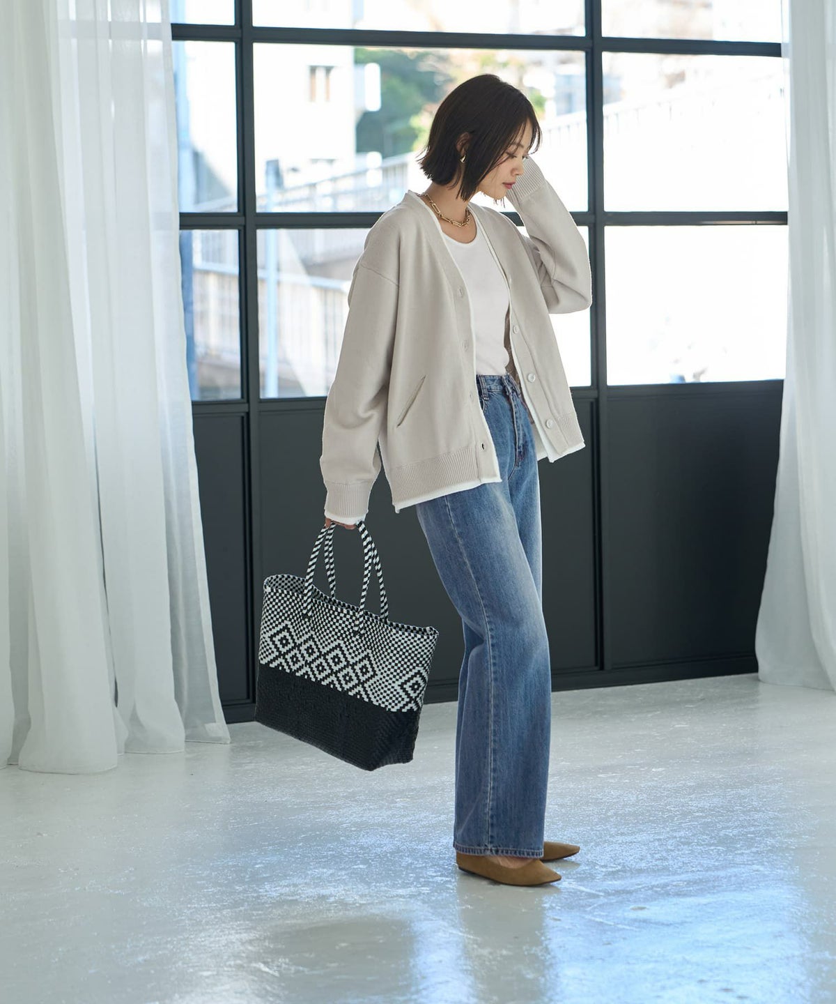 着用イメージ 167cm ブライトグレー