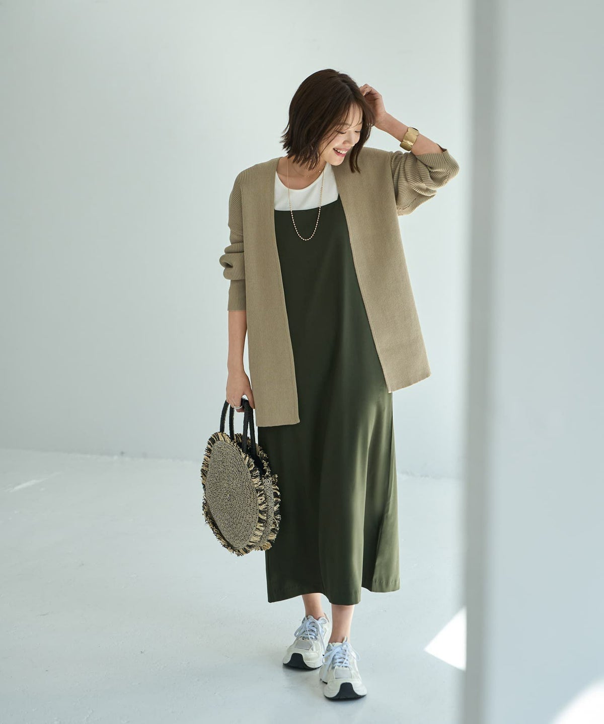 着用イメージ 167cm オリーブ