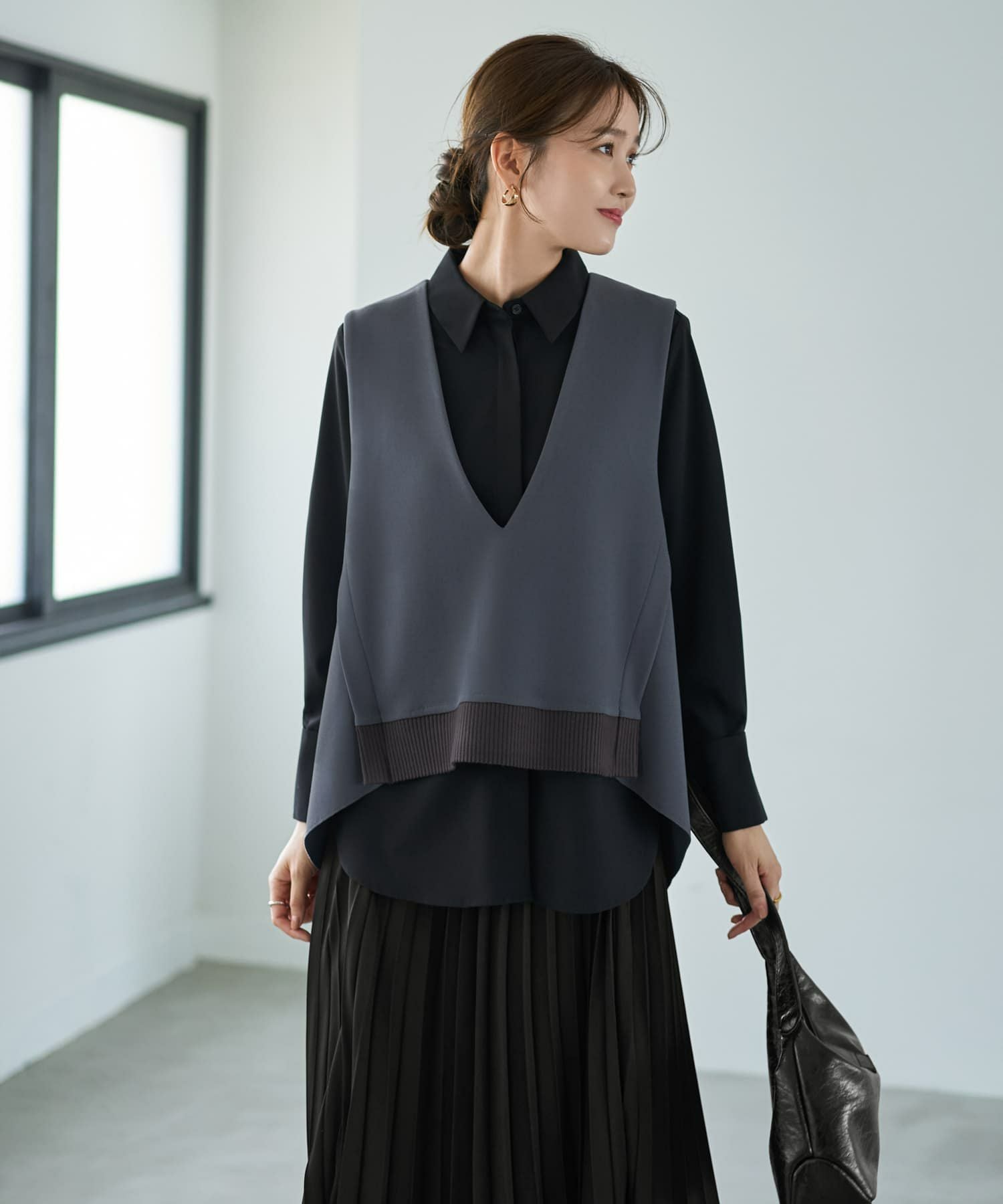 LUXE】前後差テールVネックベスト | おしゃれな大人レディース
