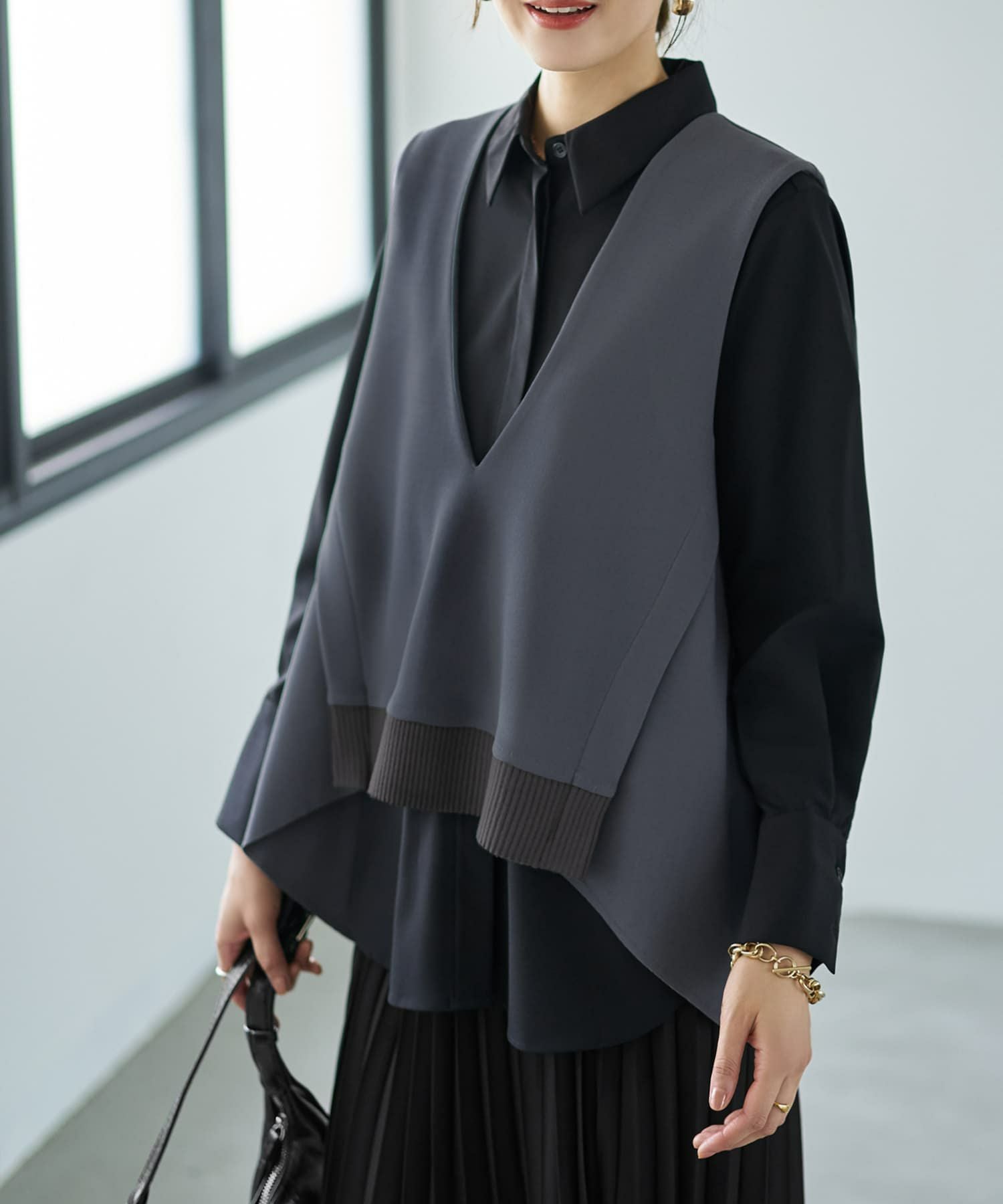 LUXE】前後差テールVネックベスト | おしゃれな大人レディース