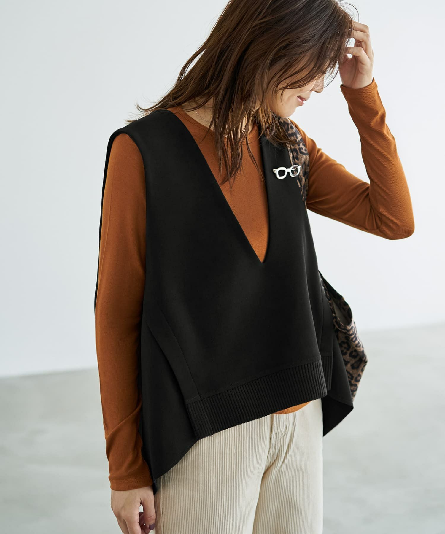 LUXE】前後差テールVネックベスト | おしゃれな大人レディース