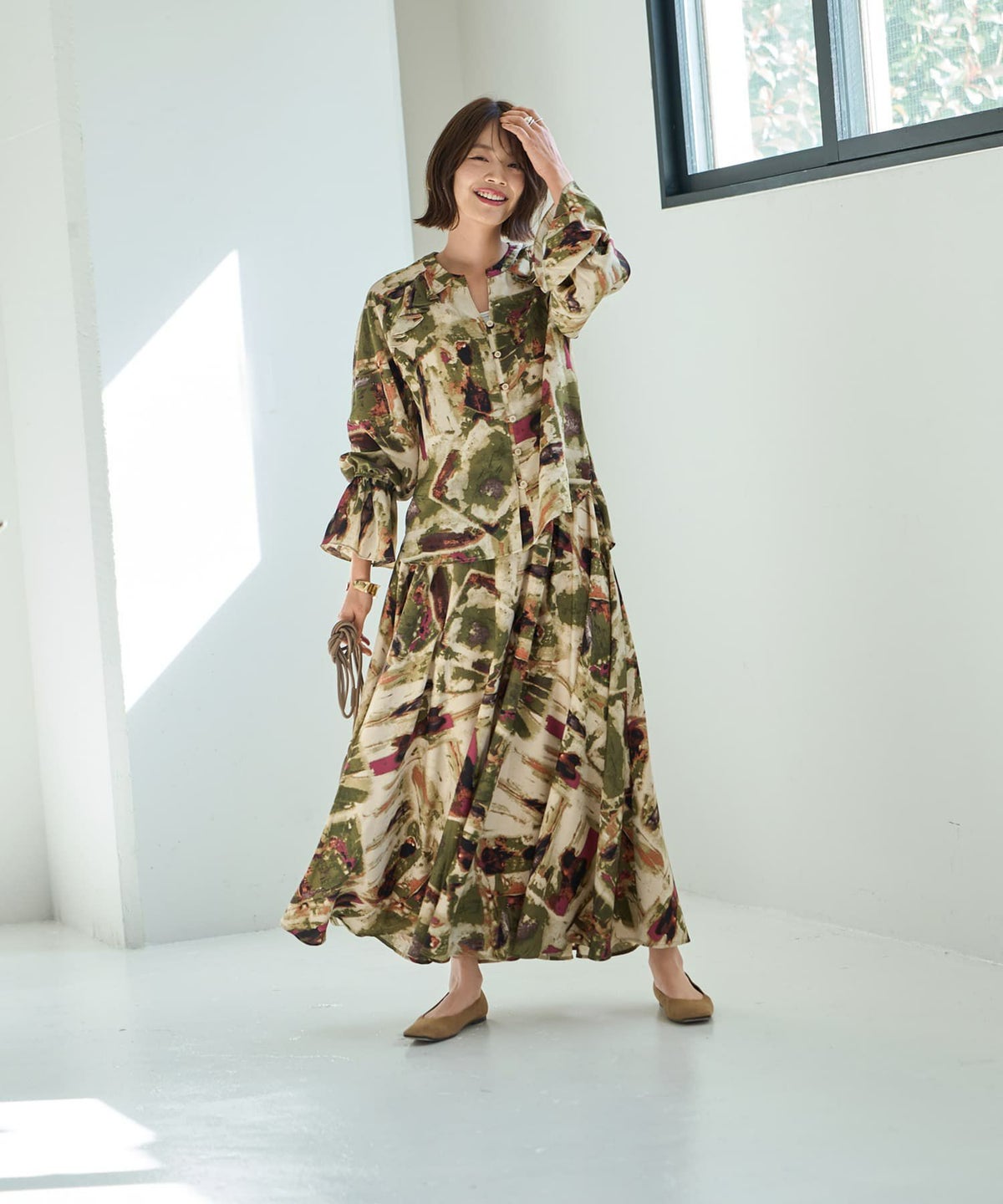 着用イメージ 167cm カーキミックス