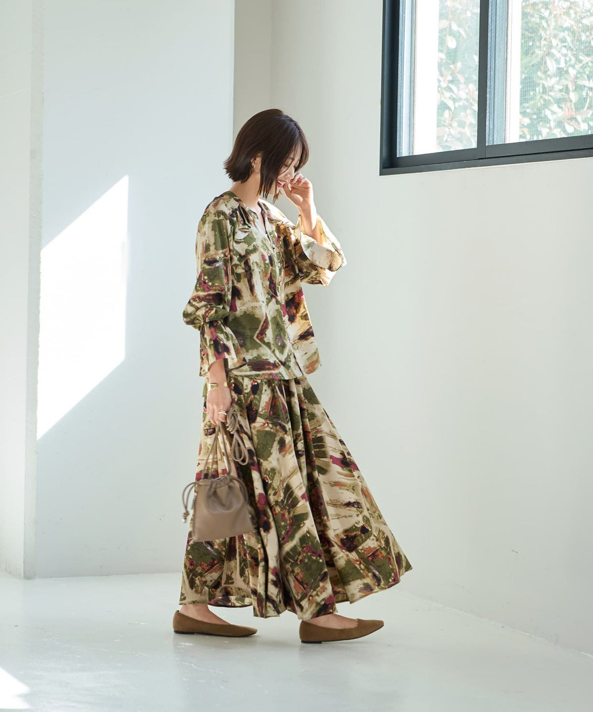 着用イメージ 167cm カーキミックス