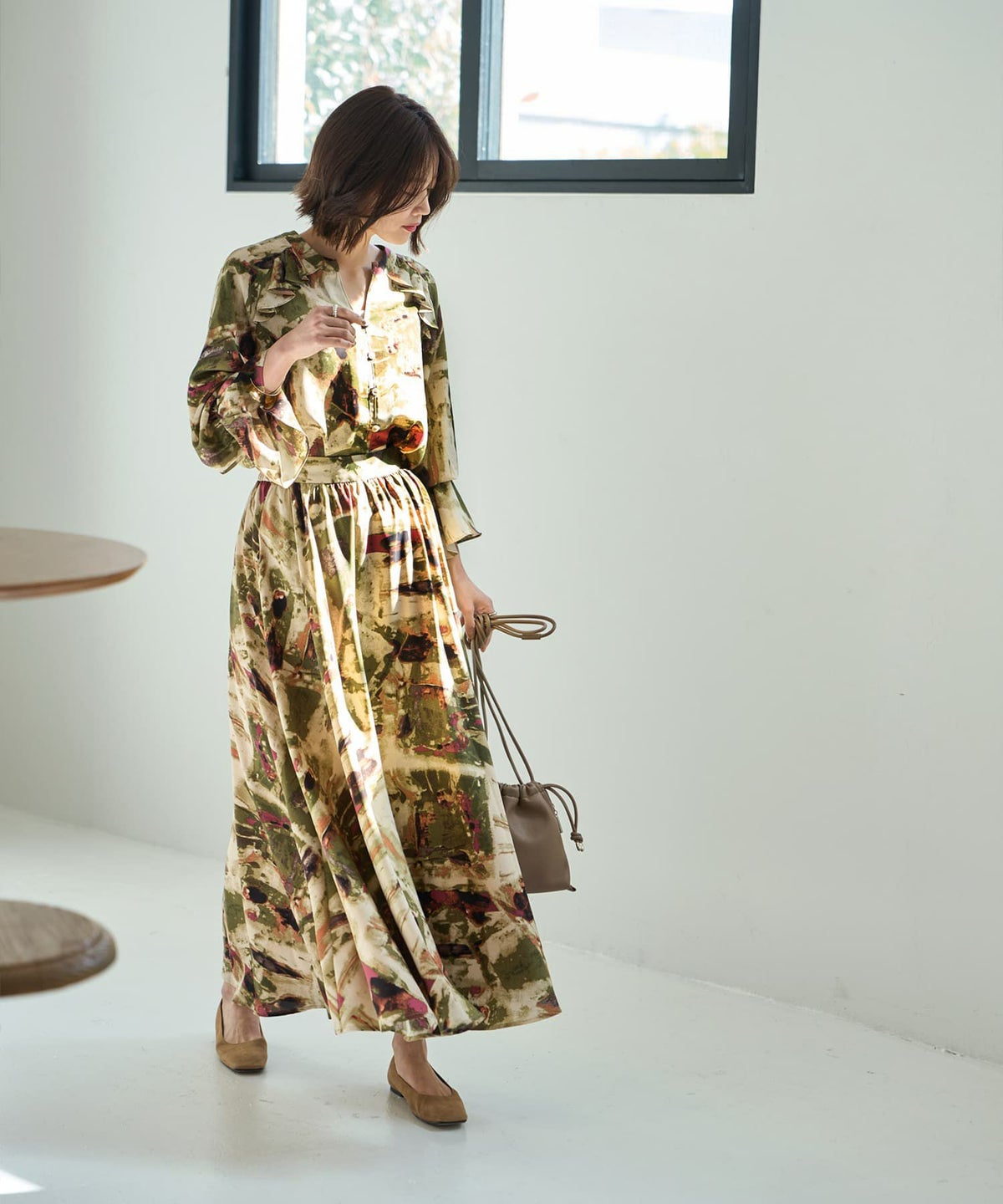 着用イメージ 167cm カーキミックス