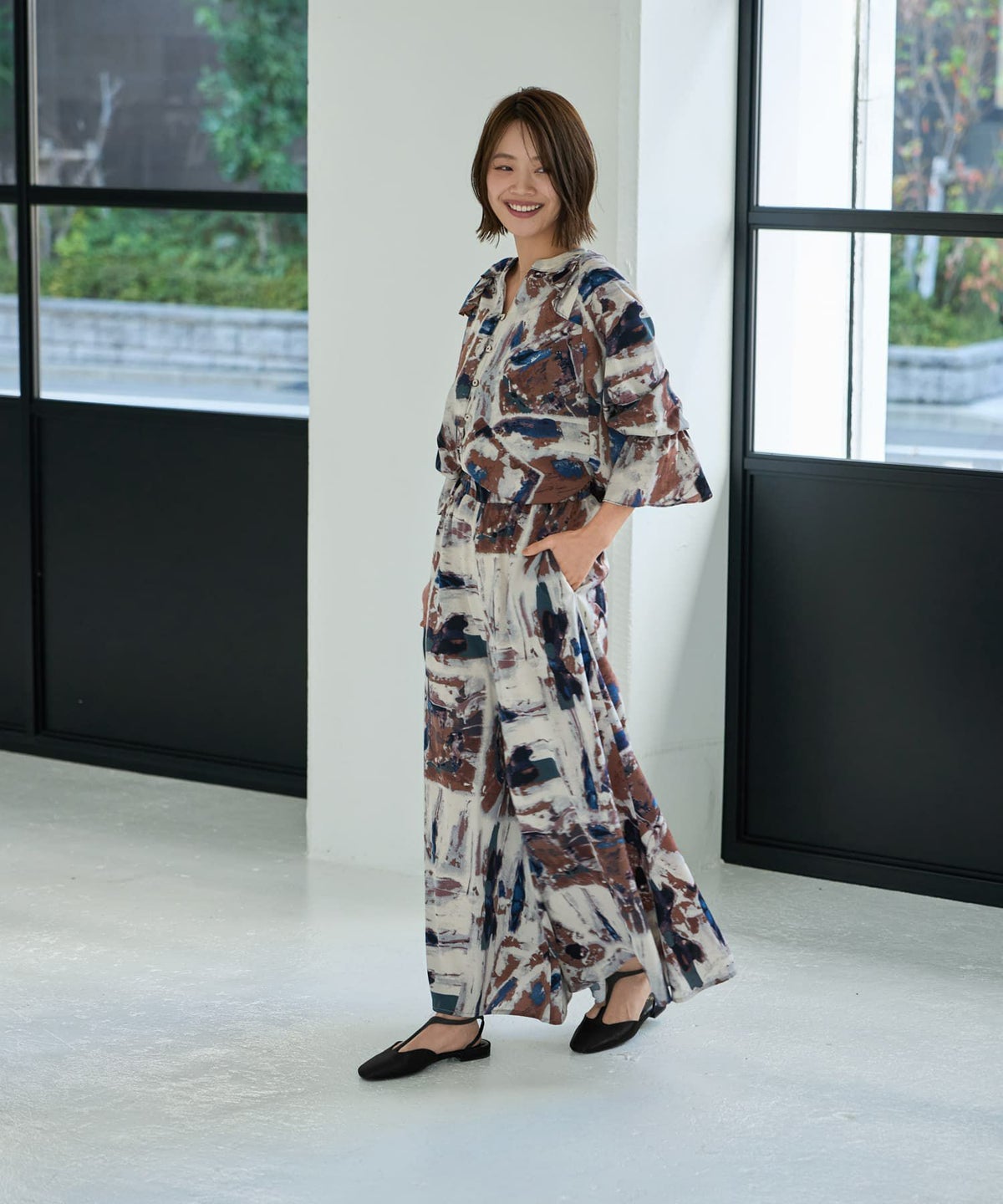 着用イメージ 167cm ブルーミックス