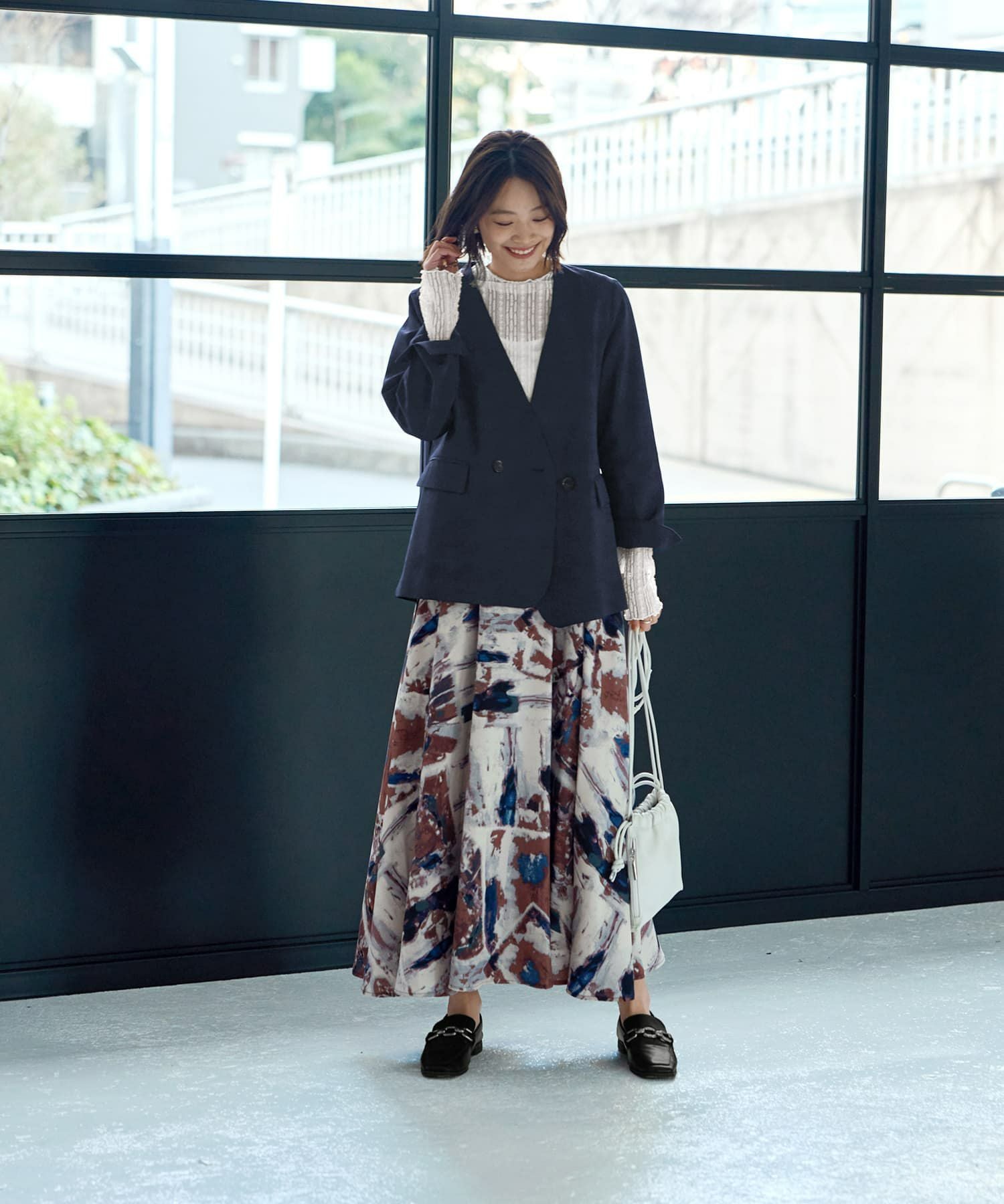 アート柄ロングサーキュラースカート | おしゃれな大人レディース