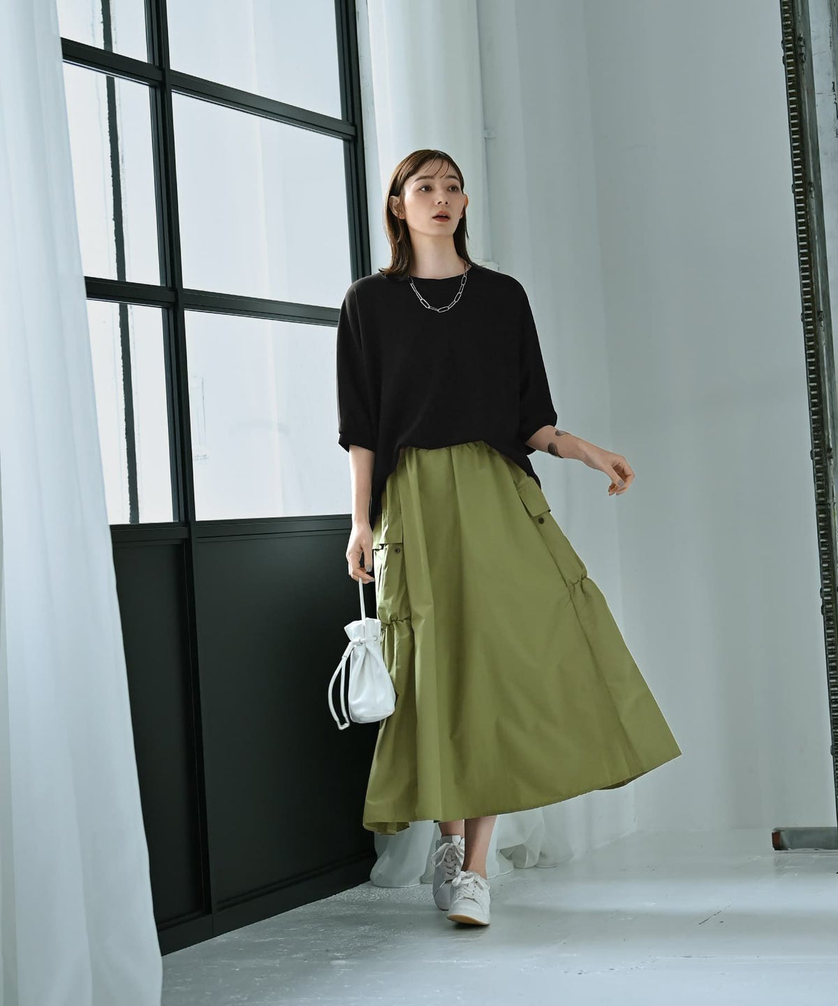 着用イメージ 170cm ライトグリーン