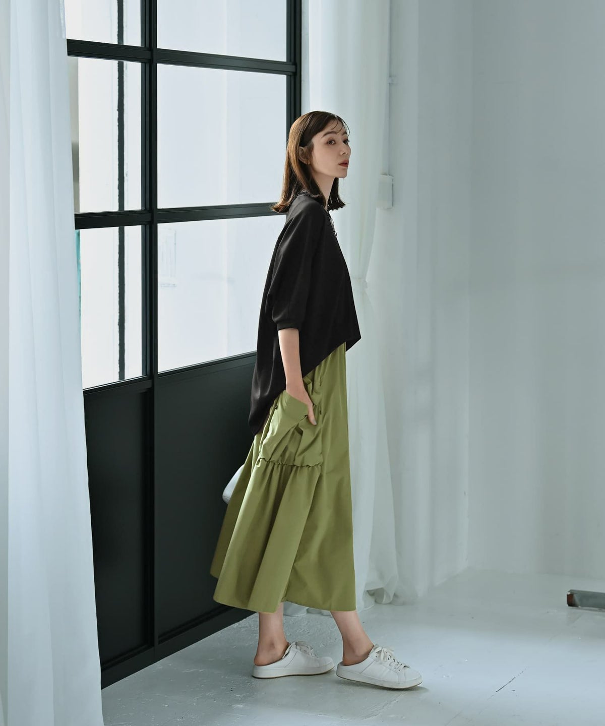 着用イメージ 170cm ライトグリーン