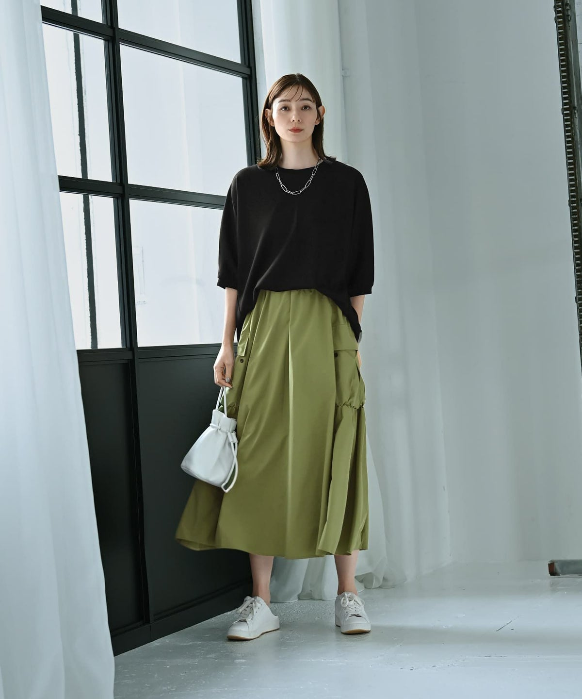 着用イメージ 170cm ライトグリーン