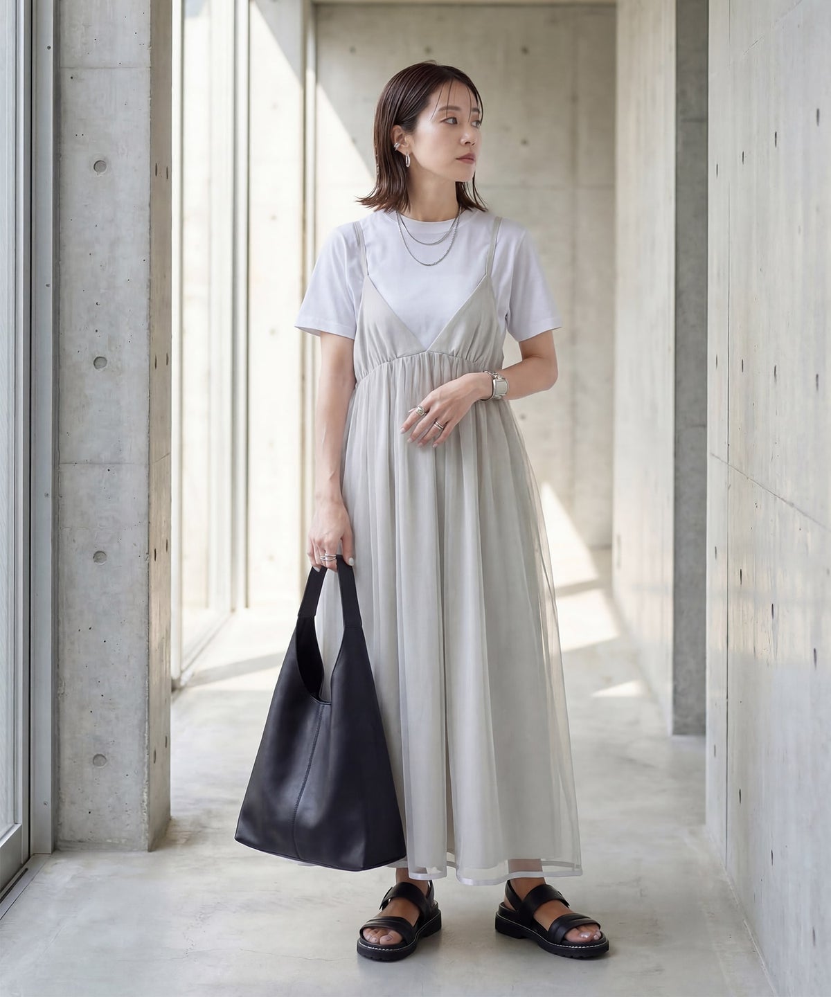 着用イメージ 163cm ライトグレー