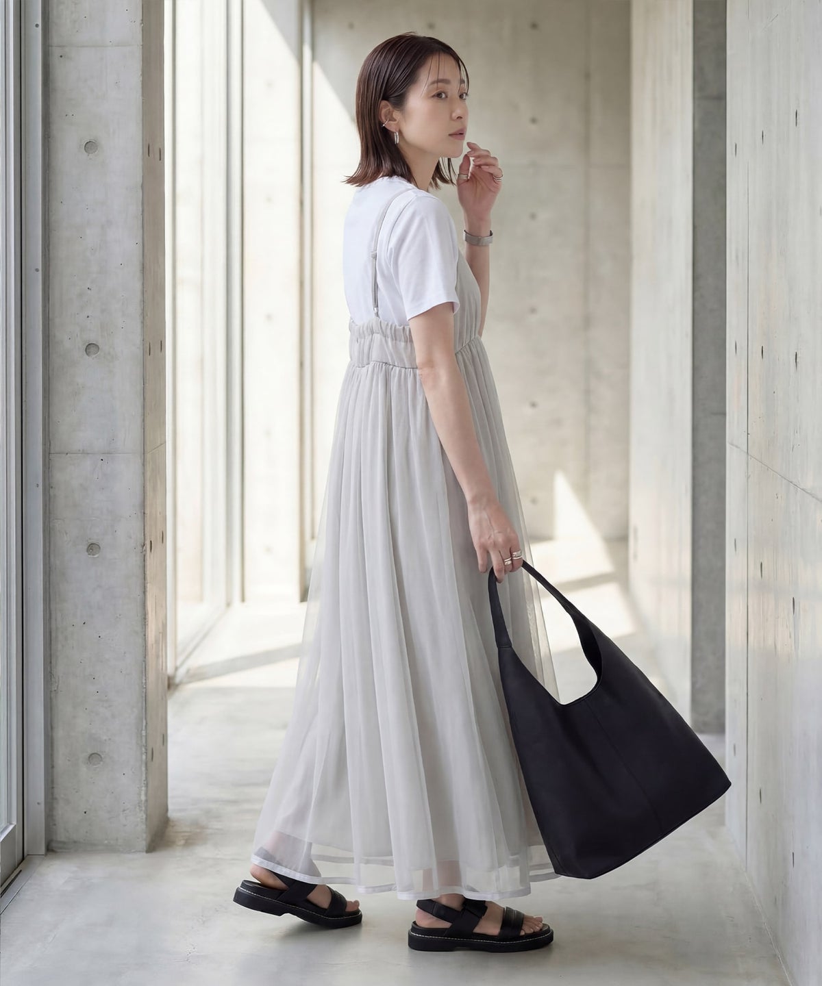 着用イメージ 163cm ライトグレー