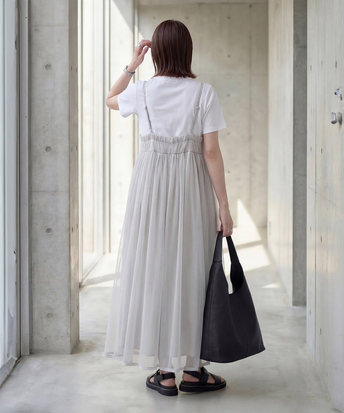 着用イメージ 163cm ライトグレー